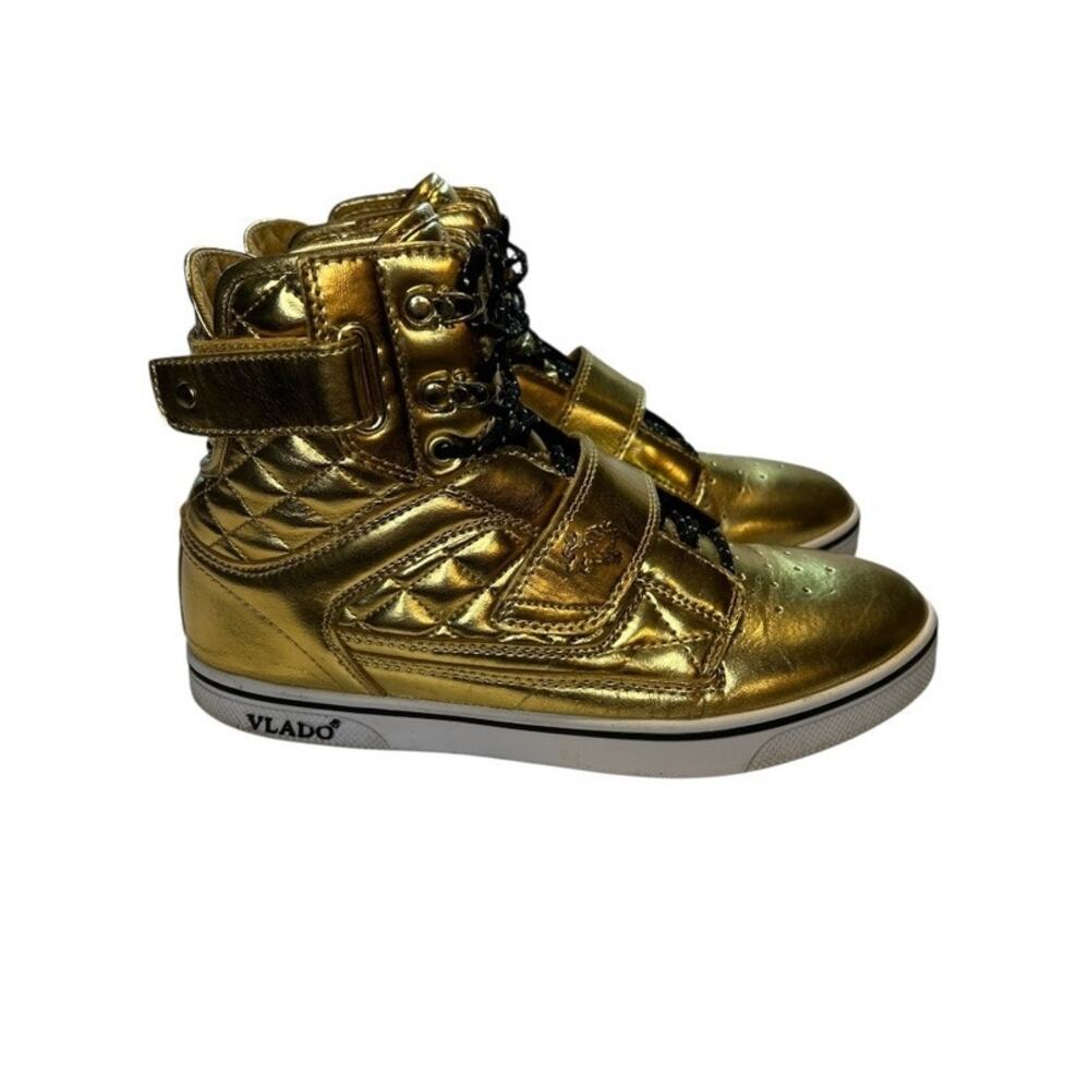 Vlado Atlas High Top Women's Gold Metallic Lace Up Fashion Sneakers Shoes Size 8 - Picture 2 of 15